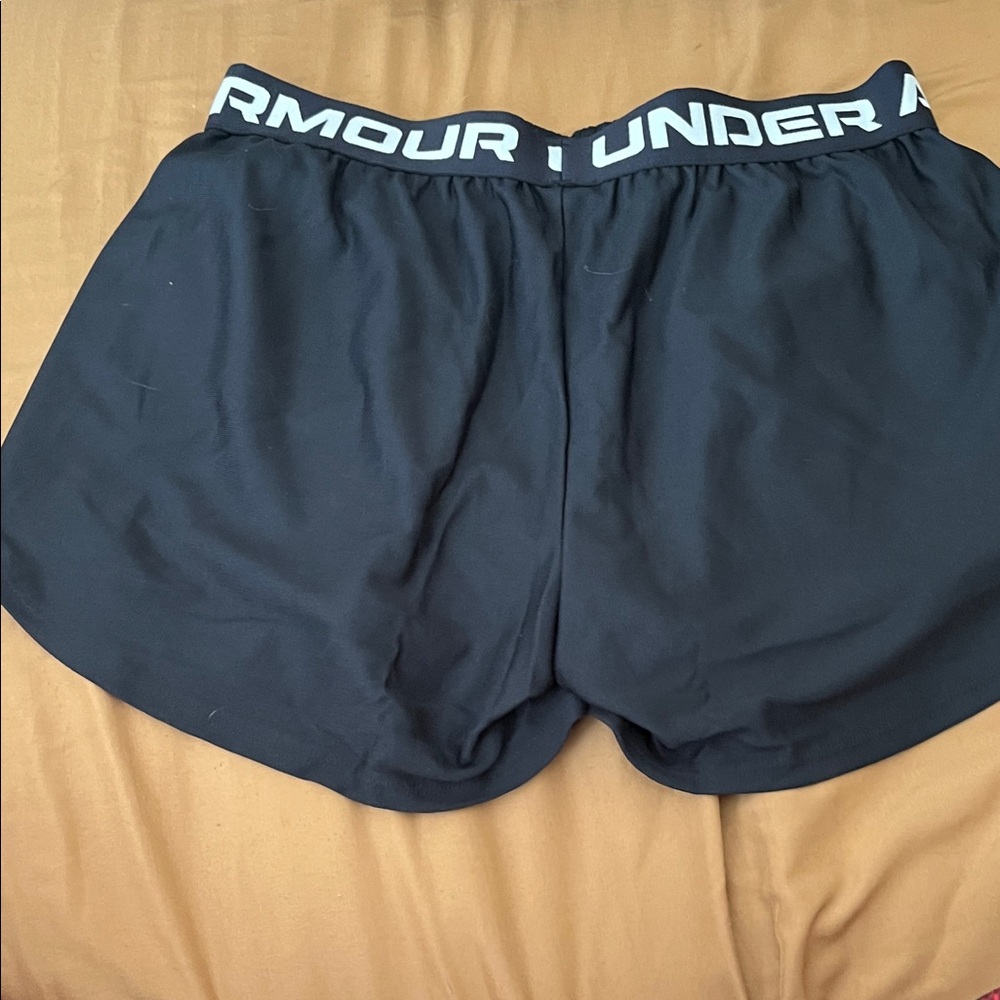 Under Armour Women's Black and White Athletic Shorts - Picture 3 of 3